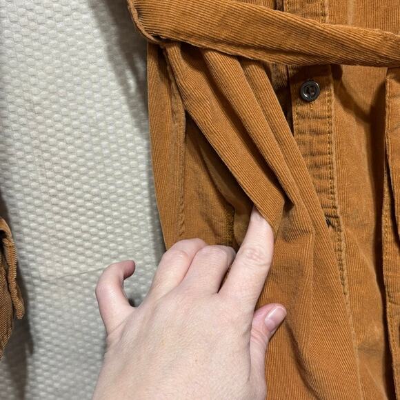 Lucky Brand Women's Small Brown Tan Corduroy Shirt Dress Button Front Belt - Picture 2 of 9